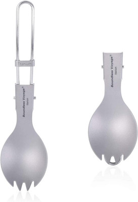 Titanium Klapplöffel Spork Fork Set Outdoor Camping Geschirr Titan Besteck Lunch