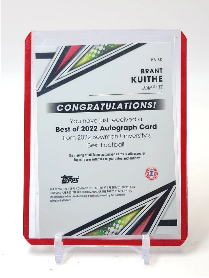 BRANT KUITHE 2022 BOWMAN'S BEST UNIVERSITY BEST OF 2022 AUTO Q2161 - Image 2 of 2