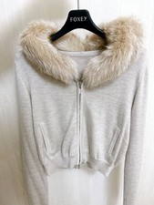 FOXEY Cashmere Hooded 38 Fox Fur Silk