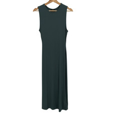 Quince Women Tencel Rib Knit Tank Midi Dress Dark Olive L