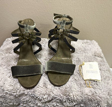 Brunello Cucinelli Hunter Green Suede Strappy Open Toe Stiletto Heels EU39