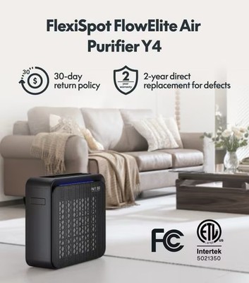 FlexiSpot FlowElite Air Purifier Y4, 2-Year Replacement Warranty RETAILS $400