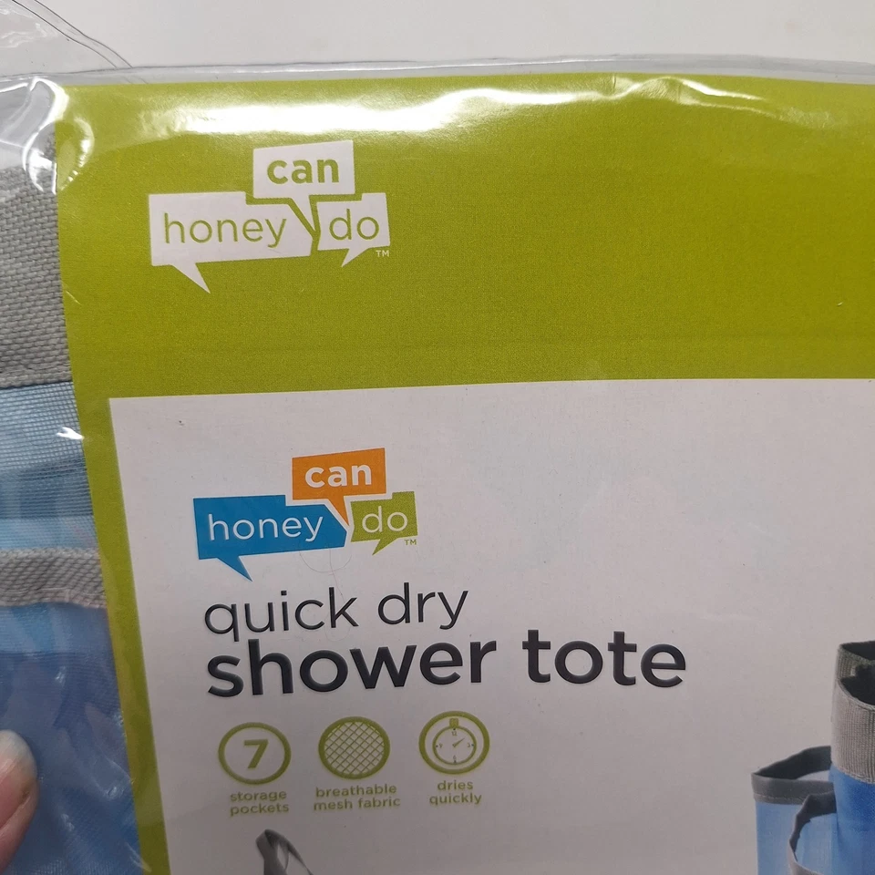 Carrito de ducha de secado rápido HoneyCanDo azul malla artículos de tocador bolsa de almacenamiento bolsillos Foto 2 de 4