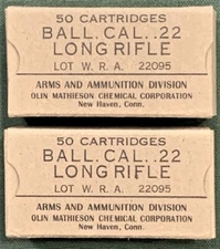 WINCHESTER /OLIN  MID-1950s BALL CAL. .22  LONG RIFLE  NEW REPLICA  AMMO BOXES