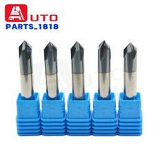 5PCS 3/8" 4 Flute 90 Degree Solid Carbide Chamfer Mill Double End AlTiN Coated