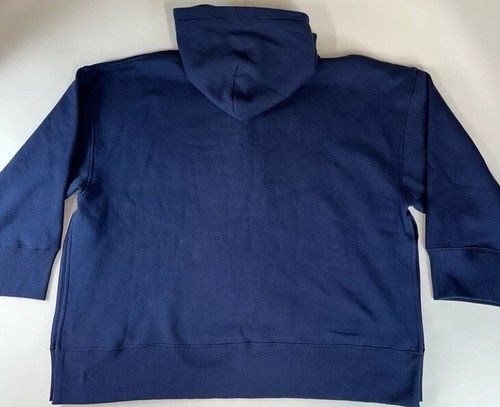 NWT Polo Ralph Lauren Women's Oversized XS/S Blue Lace-up Fleece Hoodie Pullover - Picture 7 of 10