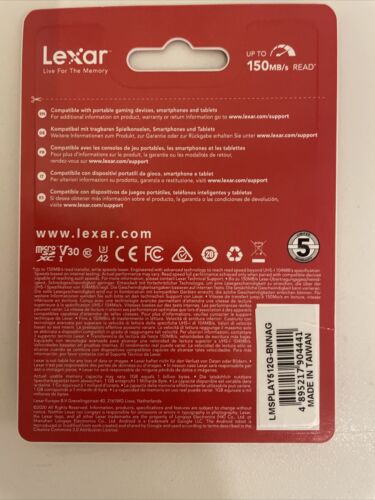 Genuine Lexar Play 512GB MicroSD SDXC card, U3, V30, A2, 150MB/s! - Picture 2 of 4