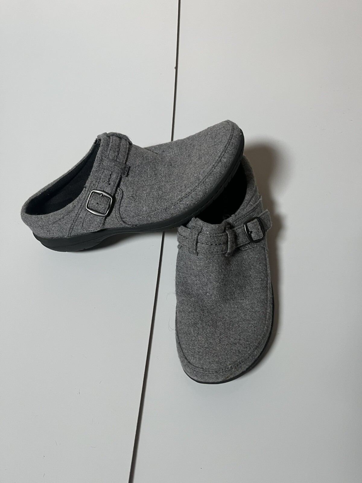 Merrell Encore Kassie Buckle Wool Mule Light Grey Women's Size