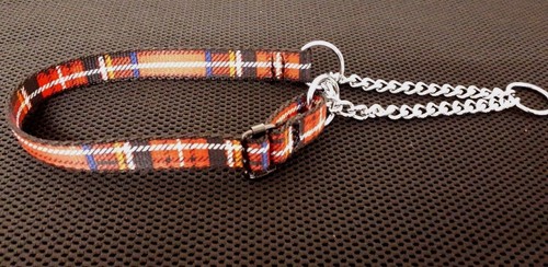 COLLARE CANE TARTAN ROSSO MEZZO CHECK/CHOKE TAGLIA MEDIA REGOLAZIONE COLLO DA 11" A 16"<~~ - Foto 2 di 3