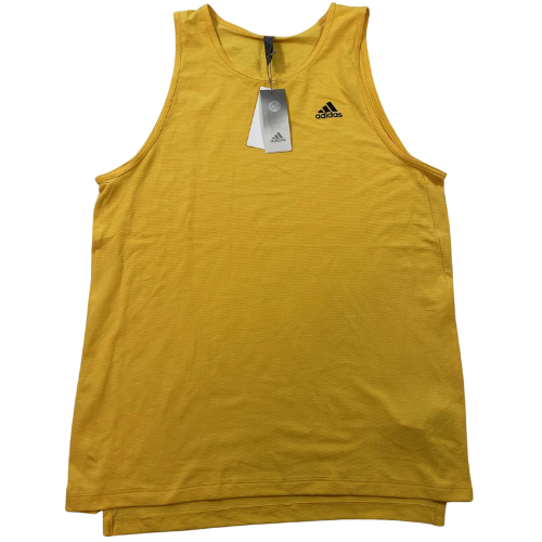 Adidas Axis 2.0 Tech IL9271 Mens Yellow Crew Neck Gym Workout Tank Top Sz L NC29 - Picture 1 of 5