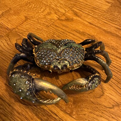 Jewelled Rhinestone Crab Trinket Box  New No Box Perfect