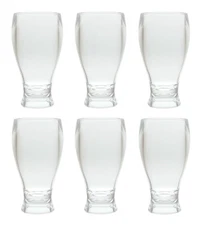 QG 14 oz Clear Acrylic Plastic Thick Wall Round Base Beer Glass Tumbler Set of 6