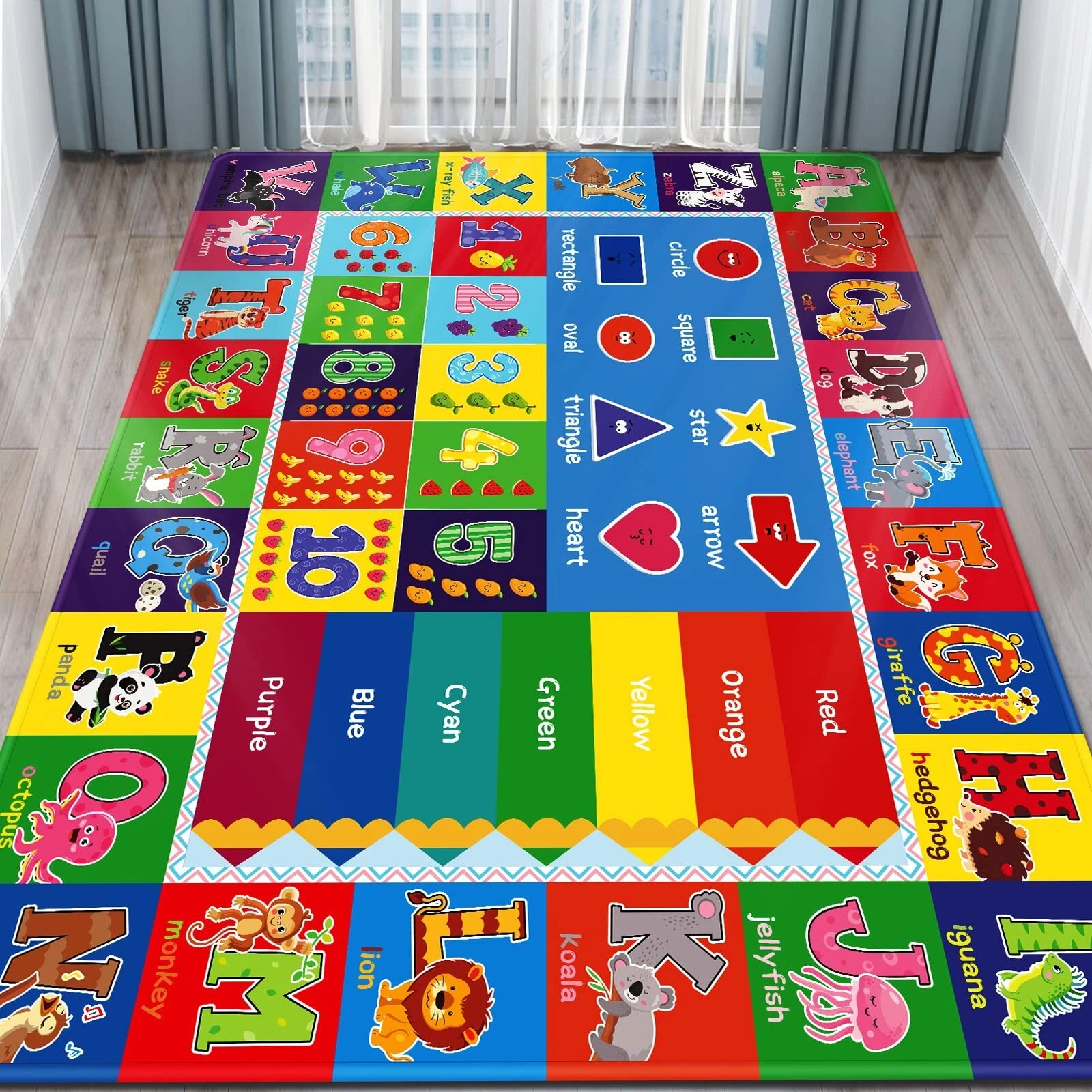 Kids Play Rug for Playroom, Kids Play Mat ABC Educational Area Rug, Toddler B...