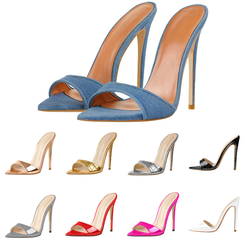 PANTOFOLA D’ORO Sandali donna punta aperta tacco alto stiletto slip on pantofole sexy scarpe da discoteca