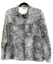 CHICO'S Jacket Blazer Size 2 Casual Black  White Animal Print Cotton/Spandex