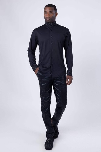 Barabas Men's Turtleneck Rhinestones Collar Long Sleeve Shirts 4BR411 - Picture 10 of 37