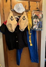 VINTAGE FUN WORLD POPEYE THE SAILOR MAN COSTUME 1996 SHIRT, PANTS, HAT, ARMS 