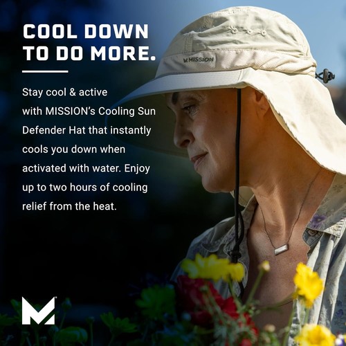 MISSION Sun Defender Cooling Neck Guard, Wide Brim Hats for One Size, Oatmeal - Picture 4 of 6