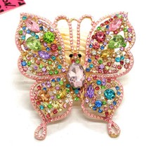Colorful Bling Rhinestone Flower Butterfly Fashion Women Charm Brooch Pin Gifts