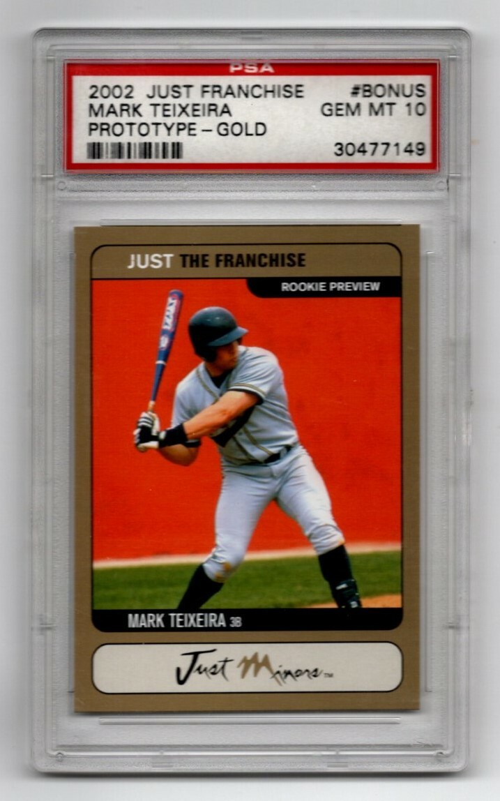 2002 Just Franchise Prototype Gold * Rookie * Mark Teixeira * #Bonus * PSA 10