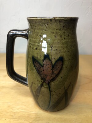 Vtg Otagiri Style BURNT ORANGE Tulip 5.5'' H SPECKLED Coffee Mug Stoneware