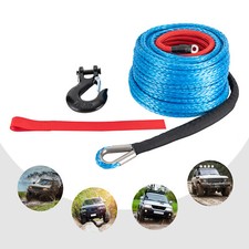23000lbs 3/8"x100ft Synthetic Winch Rope with Hook Recovery Line Cable Truck SUV