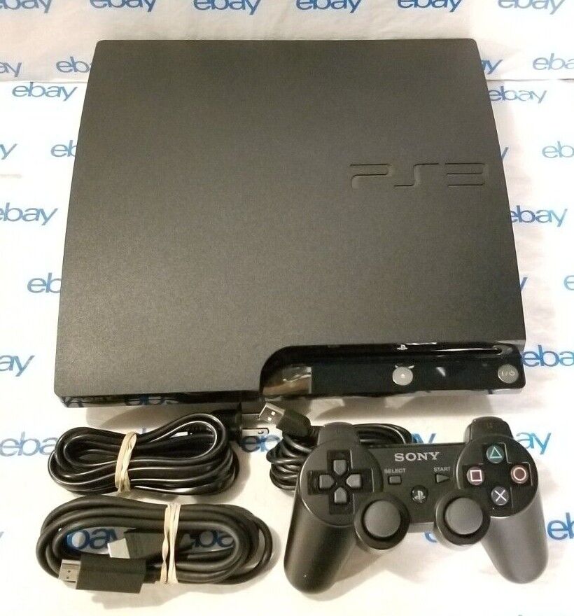 Sony PlayStation 3 PS3 Slim Console CECH-2501B 320GB W Controller & Cords