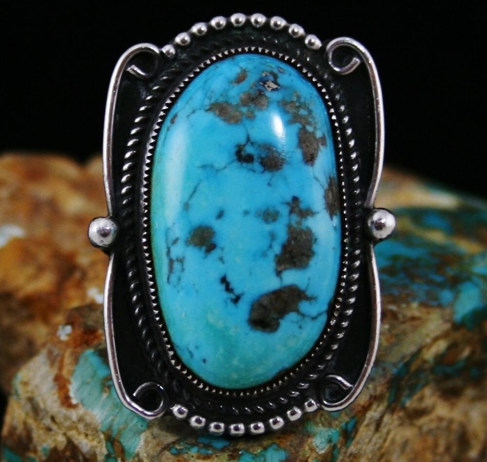 Triple Coil Vintage Native American Navajo Morenci Turquoise Sterling Silver Bracelet Old Triple Coil Vintage Native American Navajo Morenci Turquoise Sterling Silver Bracelet Old