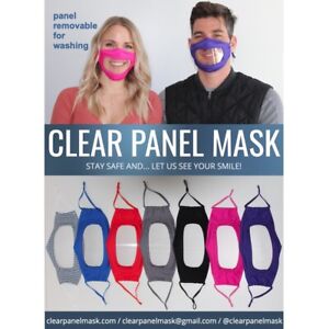 clear panel face mask with removable, anti-fog clear panel, 7 colors, one size