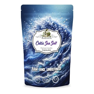 CELTIC GREY SEA SALT Celtic Sea Salt CAPSULES 180x | 82+ minerals | 90 days supply | Vegan | Eco Bag