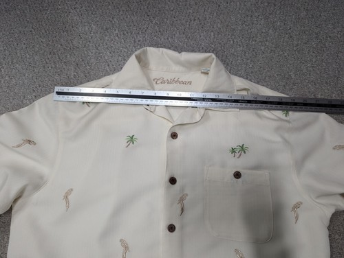 Caribbean Vintage Men's Palm Parrot Embroidered Hawaiian Rayon Button Shirt M - Picture 11 of 12