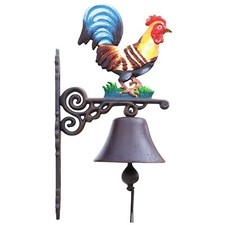 Campanello a muro campana ghisa gallo decorazione ferro stile antico 43cm