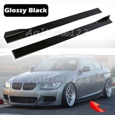 For BMW M3 E90 E92 E93 2005-14 Glossy Side Skirt Splitter Spoiler Extension Lip