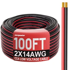 14 Gauge Wire 100FT, 2 Conductors Electrical Wire Red Black Cable, Low Voltage
