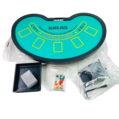 Modern Expressions Black Jack Table with Deck and Chips Gambler