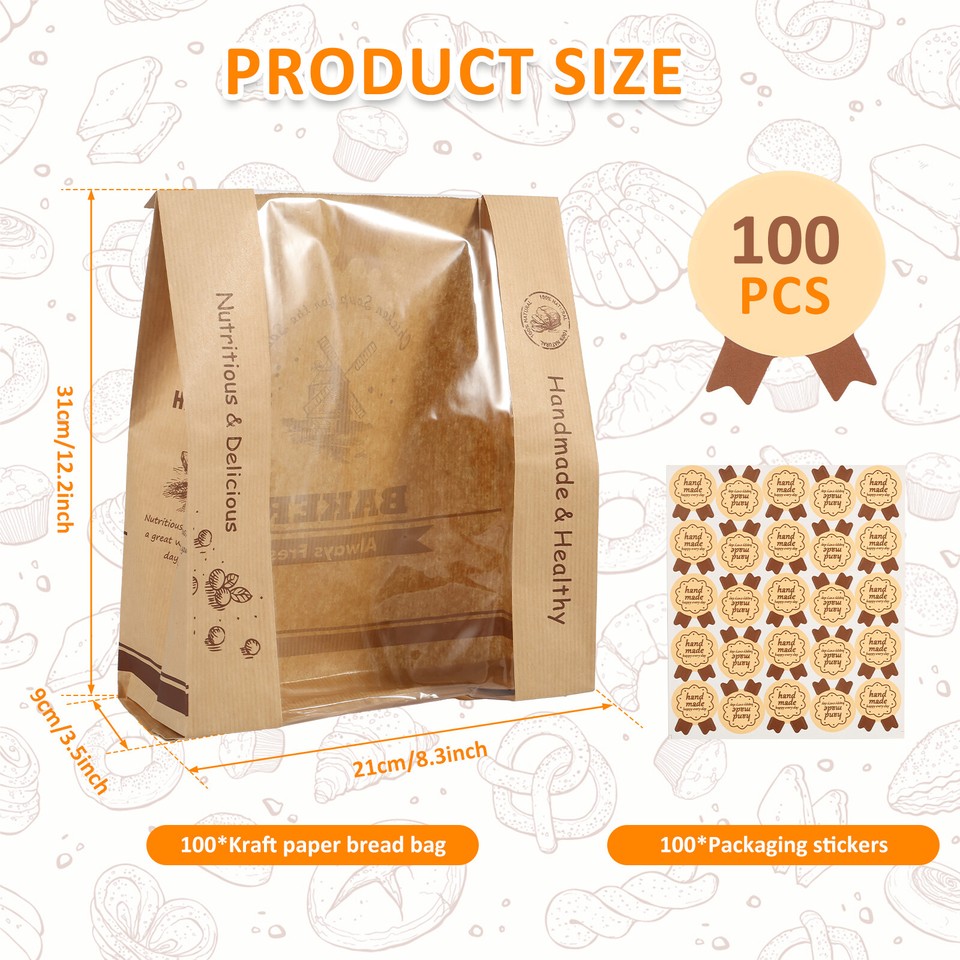 Bread Bags Paper Bread Packaging Bags Bread Paper Bags Brown Paper