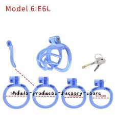 Blue Cobra Male Chastity Cage Device Men Resin Mamba Spiral Lock Belt 4 Rings