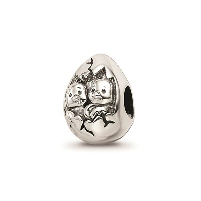 Reflexionsperlen Sterling Silber Antikfinish Ostern Küken im Ei oval Perle