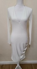 NWOT NASTY GAL White Plunge Neck Side-Cinch Dress 12