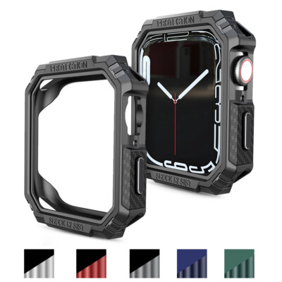 Für Apple Watch Ultra 2 Series 9 8 7 6 5 4 SE Carbon Fiber Shockproof Armor Case