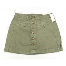 American Eagle Olive Cotton High Rise A-Line Button Front Mini Skirt NWT 4