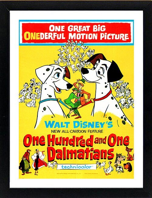 One Houndred and One Dalmatians Dysney Movie Poster Framed