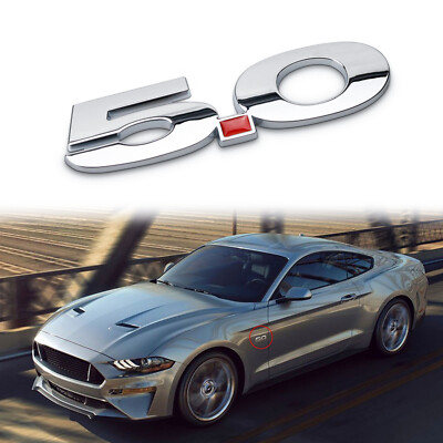 2pcs 5.0 Emblems For Ford Mustang GT - Silver Metal Badge 2011-2014 Models