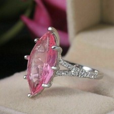 3.50 CT Pink Sapphire  Simulated Diamond Engagement Ring 925 Sterling Silver
