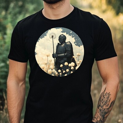 Mens Knight Dandelion Print Cotton T-Shirt Size XS to 5XL