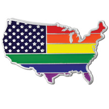 PinMart's Gay Pride USA Shape Flag LGBT Enamel Lapel Pin