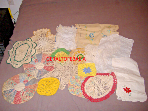 ANTIQUE 1940'S 1950'S DOILIES CROCHET SUNFLOWER LOT - Picture 1 of 5