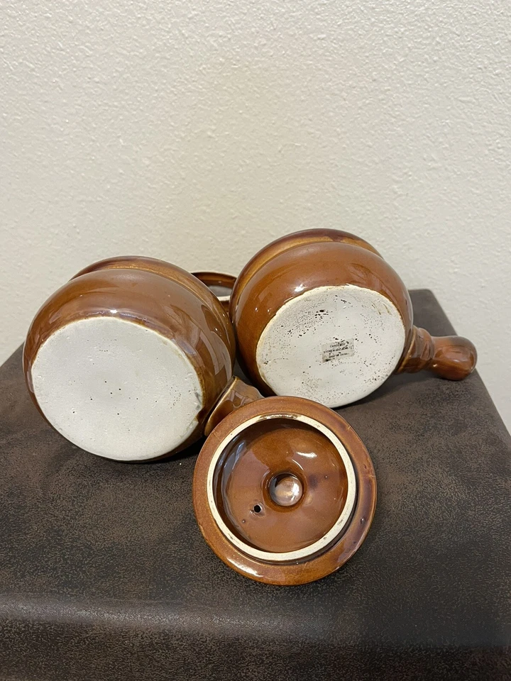 Set Of 2 - French Onion Soup Bowls w/ Handles Chaozhou Stoneware Tea Coffee Pots - Image 3 of 4