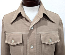 Vtg 70s KINGS ROAD Sears Shirt Men's Khaki ROCKABILLY Disco Button Size M VEUC 