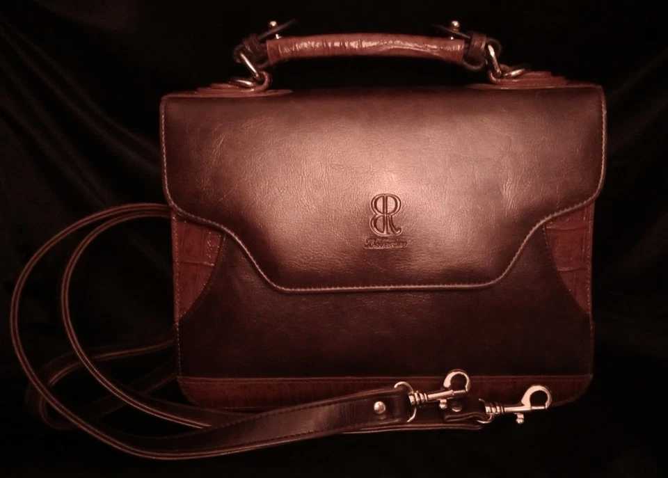 Bolso Bandolera Bellerose Cuero Marrón Estampado Cocodrilo  Foto 3 de 4